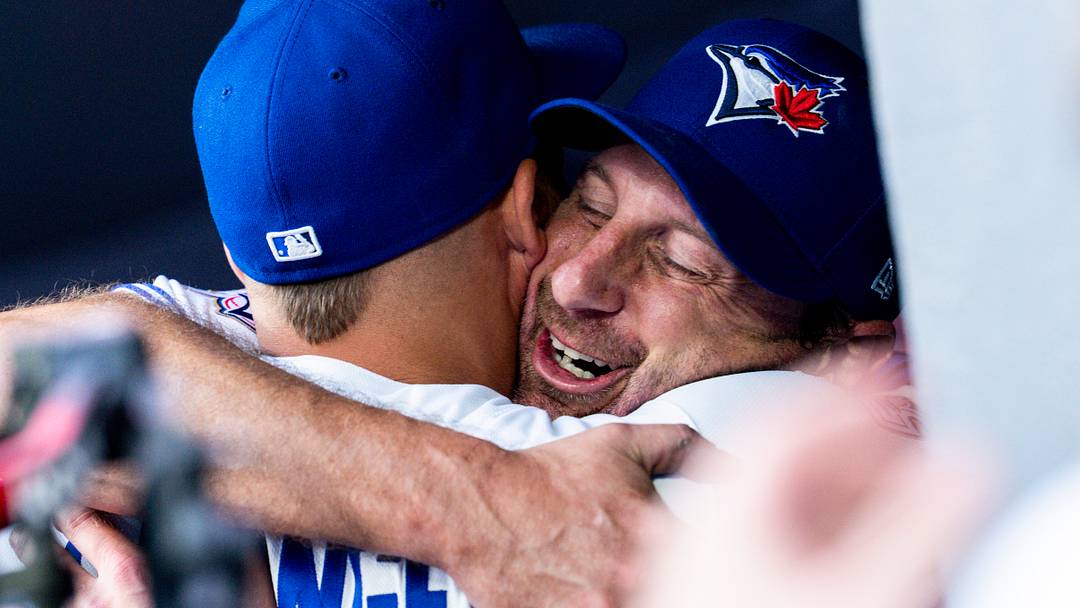 Toronto Blue Jays veterans Max Scherzer and George Springer. Credit: Kevin Sousa-Imagn Images