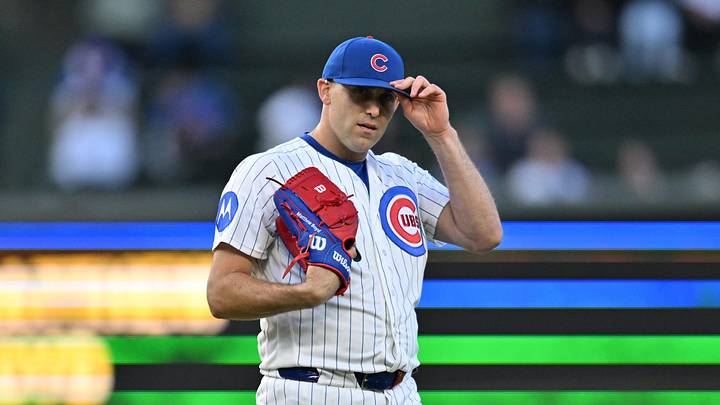 Apr 22, 2026; Chicago, Illinois, USA; Chicago Cubs pitcher Matthew Boyd (16) prepares to pitch prior to the first inning against the Philadelphia Phillies at Wrigley Field. Mandatory Credit: Patrick Gorski-Imagn Images