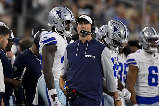 Dallas Cowboys head coach Brian Schottenheimer during the game between the Dallas Cowboys and the Baltimore Ravens. 