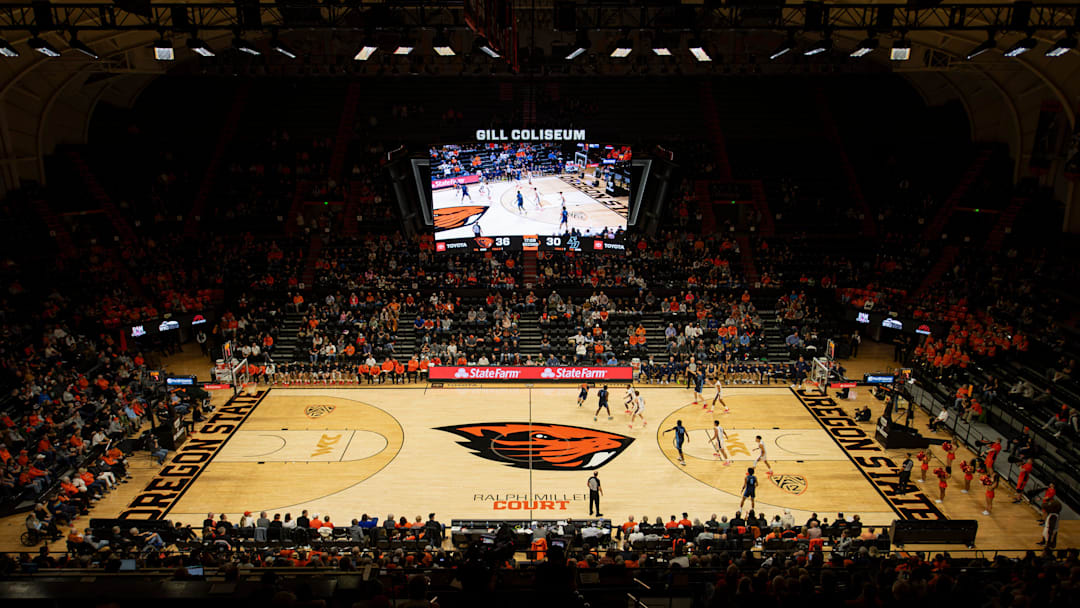 The Oregon State Beavers face the San Diego Toreros during an NCAA basketball game at Gill Coliseum on Saturday, Jan. 4, 2025, in Corvallis, Ore.