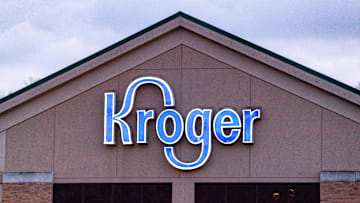 Kroger logo is seen at one of their stores in Athens.