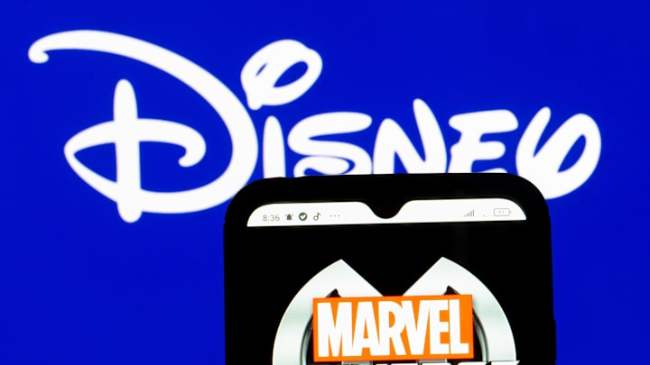In this photo illustration, the Marvel Universe Live! logo...