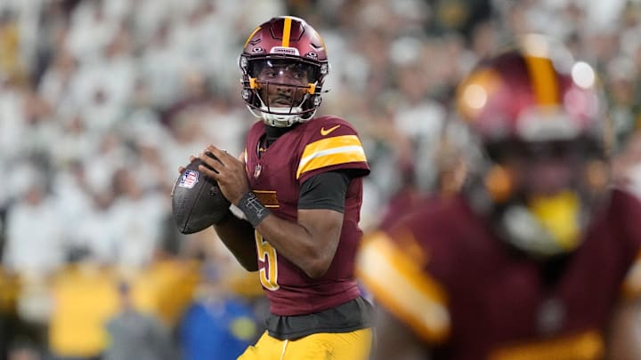 Washington Commanders quarterback Jayden Daniels is day-to-day due to a sprained knee. Washington Commanders quarterback Jayden Daniels is day-to-day due to a sprained knee.