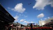 F-18s fighter jets fly over Nippert Stadium before a college football game between the Navy Midshipmen and the Cincinnati Bearcats, Saturday, Nov. 3, 2018, at Nippert Stadium in Cincinnati. 

Navy Midshipman Vs Cincinnati Bearcats College Football Nov 3