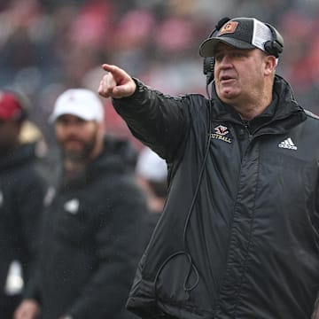 Bill O'Brien during Boston College's 20–15 loss to Nebraska in the Pinstripe Bowl on Dec. 28, 2024.