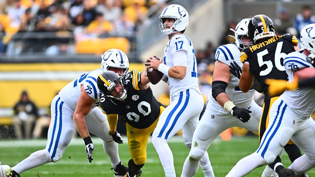 Pittsburgh Steelers linebacker T.J. Watt, Indianapolis Colts QB Daniel Jones