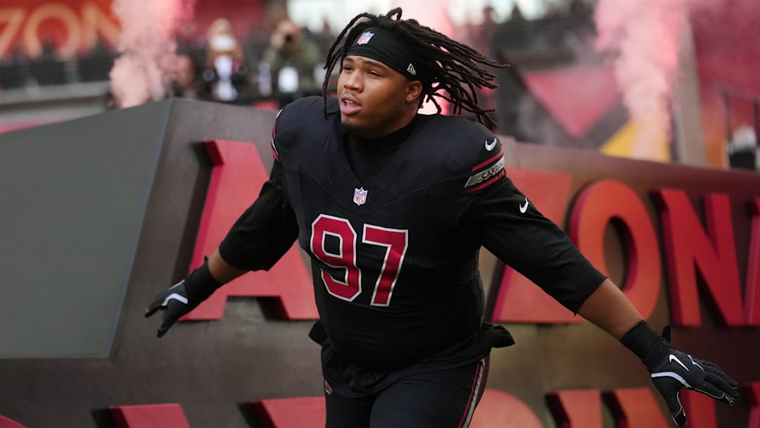 Arizona Cardinals defensive lineman Walter Nolen III (97) is introduced before their game against the San Francisco 49ers at State Farm Stadium in Glendale on Nov. 16, 2025.