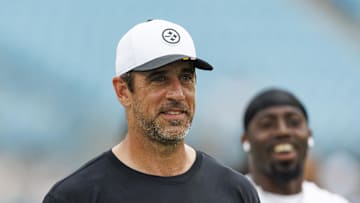 Pittsburgh Steelers quarterback Aaron Rodgers before the game against the Jacksonville Jaguars.