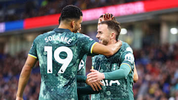 James Maddison and Dominic Solanke during the game at Brighton 
