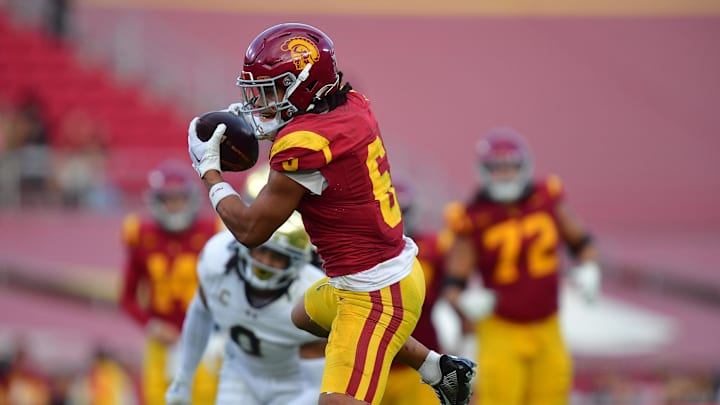 Southern California Trojans wide receiver Makai Lemon. Mandatory Credit: Gary A. Vasquez-Imagn Images