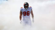 Former Husky Greg Gaines is introduced before a Tampa Bay Bucs game against the Denver Broncos.
