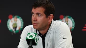 Boston Celtics president of basketball operations Brad Stevens talks during Boston Celtics Media Day.