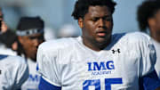 Defensive lineman Cameron McHaney (#95) during practice on Friday, Aug. 2, 2024 on IMG Academy Football Media Day in Bradenton, Florida.