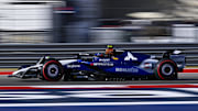 Oct 18, 2025; Austin, TX, USA; Atlassian Williams driver Carlos Sainz (55) of Team Spain drives during the qualifying session for the 2025 US Grand Prix Sprint race at Circuit of The Americas Austin. Mandatory Credit: Jerome Miron-Imagn Images