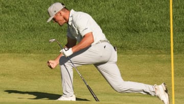 Bryson DeChambeau delivered a fist-pumping eagle at the 18th hole Saturday. 