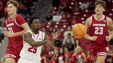 John Blackwell (25) is shown during a Wisconsin men’s basketball scrimmage Sunday, October 19, 2025 at the Kohl Center in Madison, Wisconsin.
