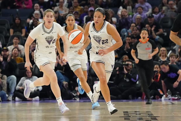 Golden State Valkyries guards Veronica Burton and Kate Martin