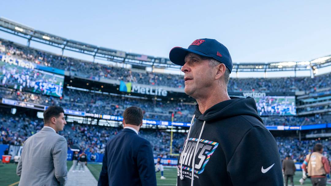 New York Giants head coach John Harbaugh walks off there field following a defeat to the Saint during a week 6 NFL football game between New York Giants and New Orleans Saints on Sunday, Oct. 18, 2026, at MetLife Stadium in East Rutherford, NJ. New York Giants head coach John Harbaugh walks off there field following a defeat to the Saint during a week 6 NFL football game between New York Giants and New Orleans Saints on Sunday, Oct. 18, 2026, at MetLife Stadium in East Rutherford, NJ.