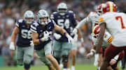 Aug 23, 2025; Dublin, IRELAND; Kansas State player Sterling Lockett  during the Aer Lingus Classic between Iowa State and Kansas State at Aviva Stadium. Mandatory Credit: Laszlo Geczo/INPHO via Imagn Images