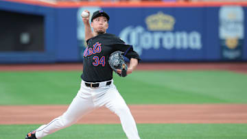 Jul 26, 2024; New York City, New York, USA; New York Mets starting pitcher Kodai Senga (34) delivers a pitch during the first inning against the Atlanta Braves at Citi Field. Mandatory Credit: Vincent Carchietta-Imagn Images