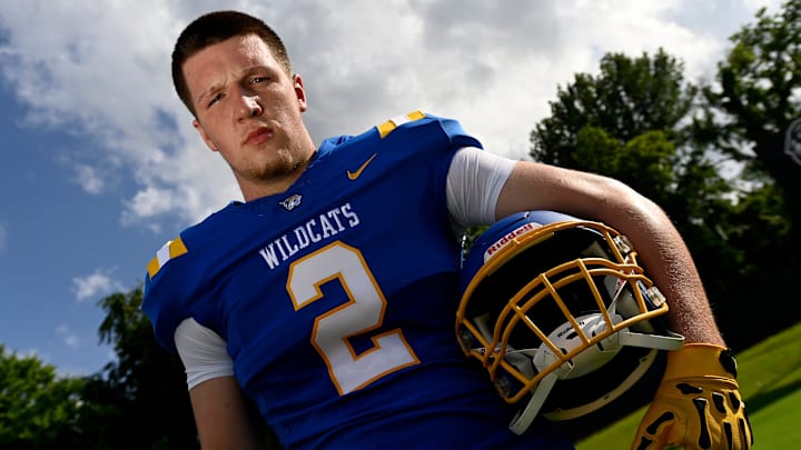 Dandy Dozen top football recruit selection for 2025 TSSAA season, Donelson Christian Academy tight end Carson Sneed Wednesday, June 19, 2025, in Nashville, Tenn.