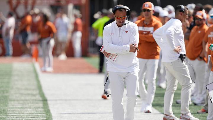 Sep 13, 2025; Austin, Texas, USA; Texas Longhorns head coach Steve Sarkisian