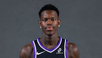 Sep 29, 2025; Sacramento, CA, USA; Sacramento Kings guard Dennis Schroder (17) during media day at Golden 1 Center. Mandatory Credit: Sergio Estrada-Imagn Images