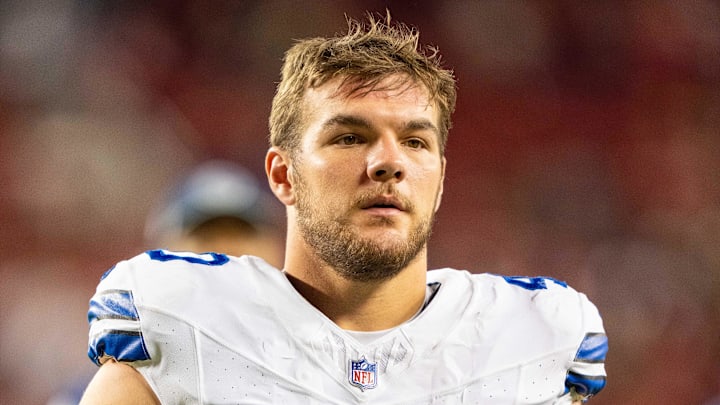 October 8, 2023; Santa Clara, California, USA; Dallas Cowboys running back Hunter Luepke (40) after the game against the San Francisco 49ers at Levi's Stadium. Mandatory Credit: Kyle Terada-Imagn Images