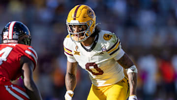 Oct 18, 2025; Tempe, Arizona, USA; Arizona State Sun Devils wide receiver Jordyn Tyson (0) against the Texas Tech Red Raiders at Mountain America Stadium. Mandatory Credit: Mark J. Rebilas-Imagn Images