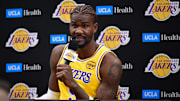 Sep 29, 2025; Los Angeles, CA, USA; Los Angeles Lakers center Deandre Ayton (5) during media day at UCLA Health Training Center. Mandatory Credit: Gary A. Vasquez-Imagn Images