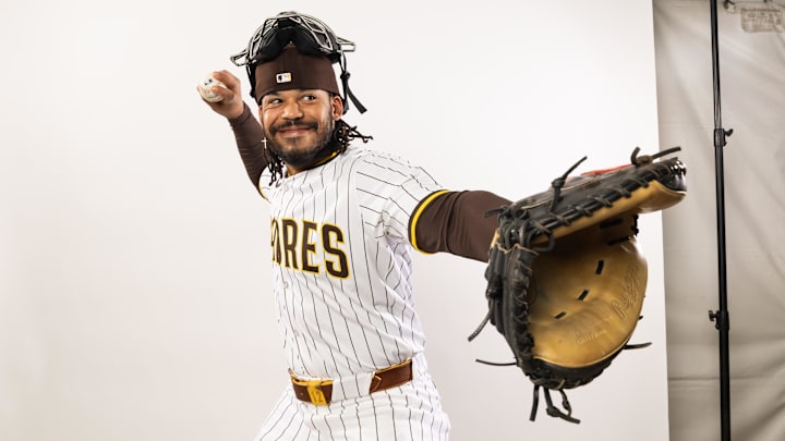Luis Campusano poses for a portrait during Media Day at Peoria Sports Complex. 