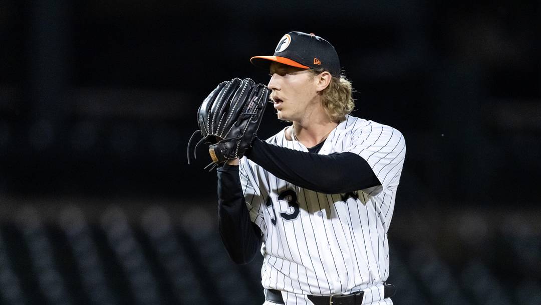 Nov 9, 2025; Mesa, AZ, USA; Chicago White Sox pitcher Hagen Smith during the Arizona Fall League Fall Stars Game at Sloan Park. Mandatory Credit: Mark J. Rebilas-Imagn Images