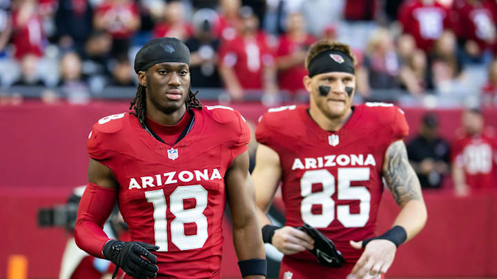 Arizona Cardinals wide receiver Marvin Harrison Jr. and tight end Trey McBride against the San Francisco 49ers. Arizona Cardinals wide receiver Marvin Harrison Jr. and tight end Trey McBride against the San Francisco 49ers.