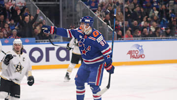 Ivan Demidov (91) SKA Hockey Club seen in action during the...