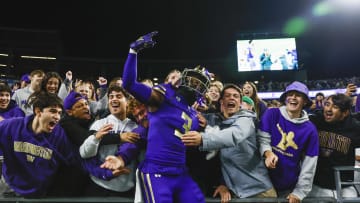 Oct 21, 2023; Seattle, Washington, USA; Washington Huskies safety Mishael Powell (3) celebrates with fans in the student section following a 15-7 victory against the Arizona State Sun Devils at Alaska Airlines Field at Husky Stadium. Mandatory Credit: Joe Nicholson-USA TODAY Sports