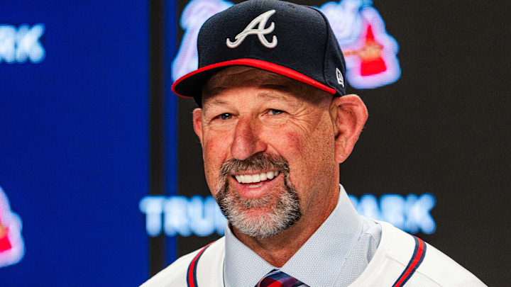 Atlanta Braves manager Walt Weiss gets announced during an introductory press conference.