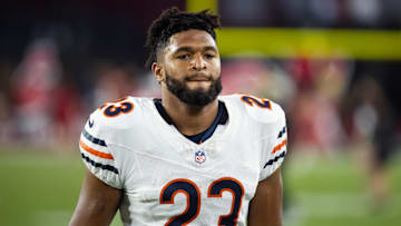 Chicago Bears running back Roschon Johnson (23) against the Arizona Cardinals at State Farm Stadium.