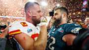 Jason Kelce congratulated his brother Travis after he was honored by the Chiefs.