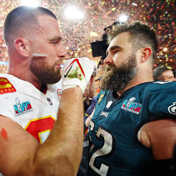Jason Kelce congratulated his brother Travis after he was honored by the Chiefs.