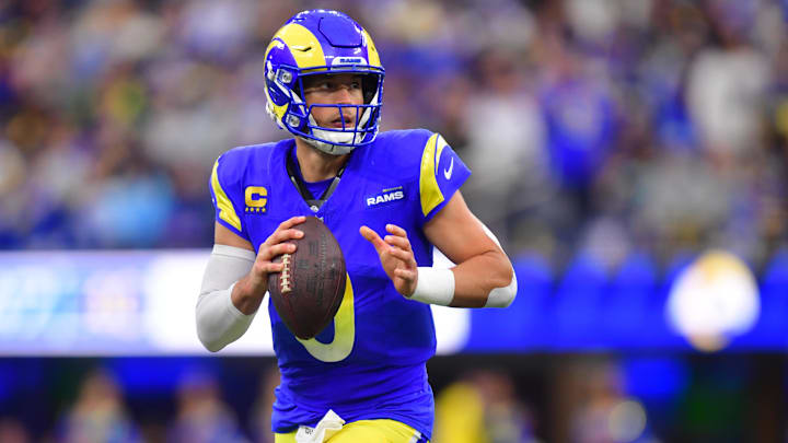 Matthew Stafford is among the favorites to win the MVP award and will lead the Rams against the Panthers on Saturday.