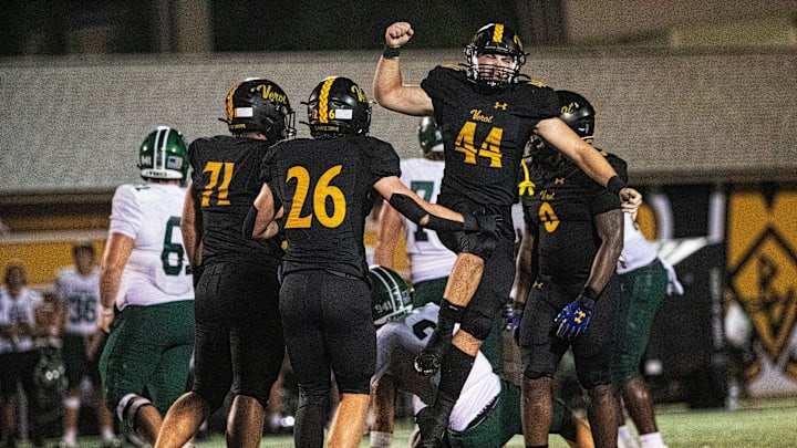 Dwyer Camron (44) of Bishop Verot reacts after a sack of the quarterback during a game against Venice on Friday, Sept. 6. Venice won the offensive slugfest 71-56.