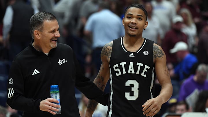 Mar 14, 2024; Nashville, TN, USA; Mississippi State Bulldogs head coach Chris Jans and Mississippi