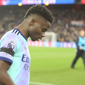 Saka suffered a hamstring injury against Crystal Palace.