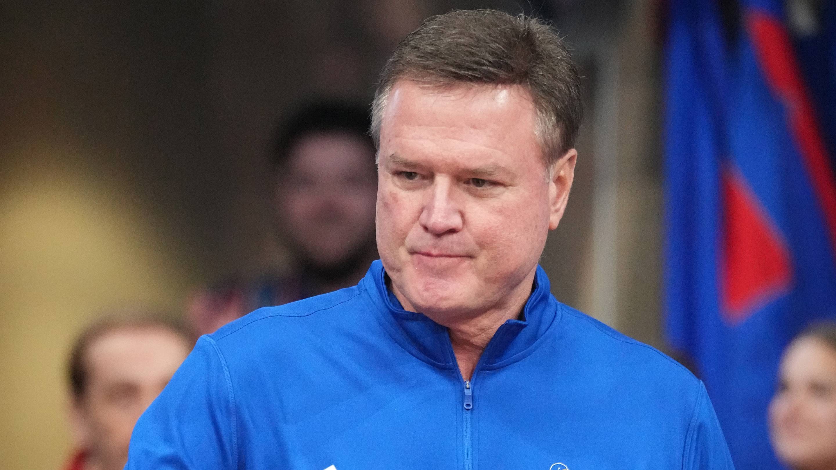 Dec 22, 2024; Lawrence, Kansas, USA; The Kansas Jayhawks head coach Bill Self greets fans prior to a game against the Brown Bears at Allen Fieldhouse. Mandatory Credit: Denny Medley-Imagn Images | USA TODAY Sports via Reuters Connect
