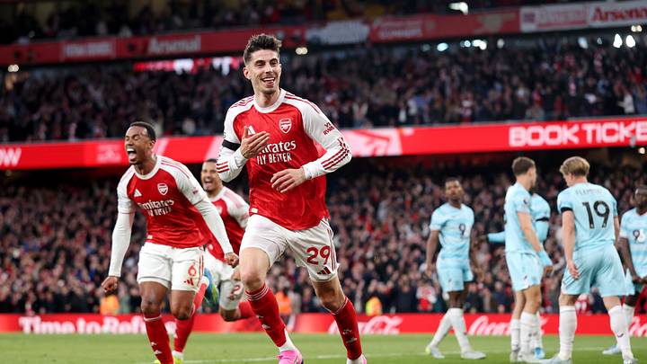 Geht es nach der Prognose des Supercomputers, hat Kai Havertz mit Arsenal in dieser Saison wieder allen Grund zum Jubeln Geht es nach der Prognose des Supercomputers, hat Kai Havertz mit Arsenal in dieser Saison wieder allen Grund zum Jubeln