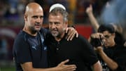 Pep Guardiola félicite Hansi Flick.