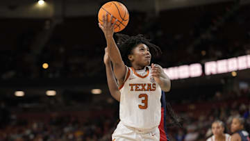 Mar 7, 2025; Greenville, SC, USA; Texas Longhorns guard Rori Harmon (3) makes a shot against the Ole Miss Rebels during the second half at Bon Secours Wellness Arena.