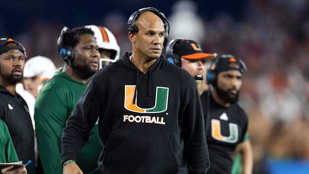 Jan 8, 2026; Glendale, AZ, USA; Miami Hurricanes defensive line coach Jason Taylor against the Mississippi Rebels during the 2026 Fiesta Bowl and semifinal game of the College Football Playoff at State Farm Stadium. Mandatory Credit: Mark J. Rebilas-Imagn Images