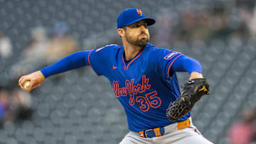 Apr 14, 2025; Minneapolis, Minnesota, USA; New York Mets pitcher Clay Holmes (35) delivers a pitch against the Minnesota Twins in the first inning at Target Field. Mandatory Credit: Jesse Johnson-Imagn Images