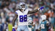 Dec 24, 2023; Miami Gardens, Florida, USA; Dallas Cowboys wide receiver CeeDee Lamb (88) reacts toward Miami Dolphins fans during the fourth quarter at Hard Rock Stadium. Mandatory Credit: Sam Navarro-USA TODAY Sports